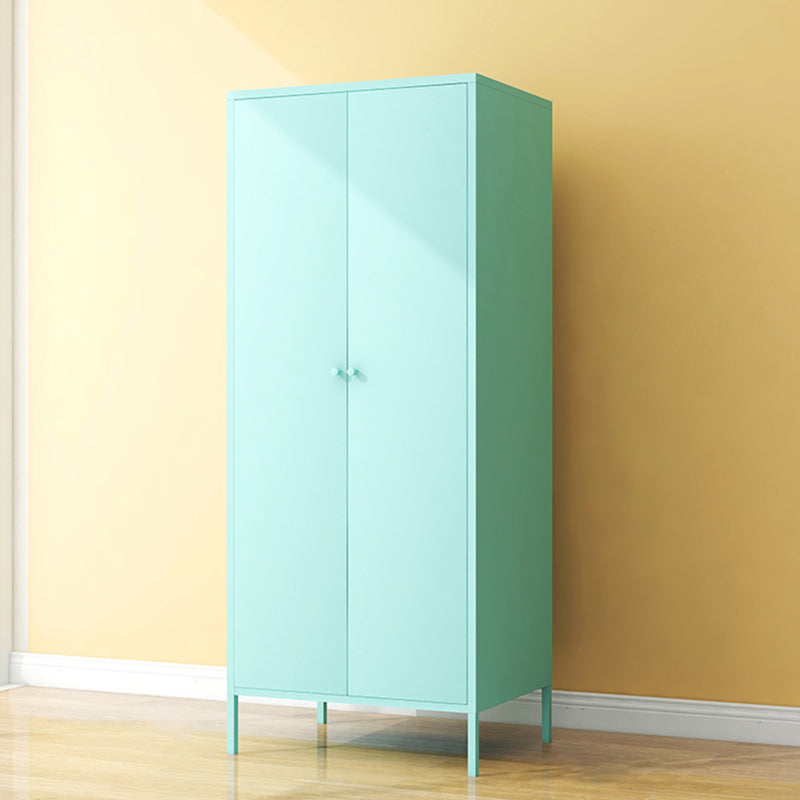 Contemporary Wardrobe Cabinet with Adjustable Shelves Steel Wardrobe Armoire 27.5"L x 20"W x 71"H Blue Clearhalo 'Armoires & Wardrobes' 'armoires_wardrobes' 'Bedroom Furniture' 'furn' 'furn_armoires_wardrobes' 'Furniture' 6063772