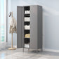 Contemporary Wardrobe Cabinet with Adjustable Shelves Steel Wardrobe Armoire 27.5"L x 20"W x 79"H Grey Clearhalo 'Armoires & Wardrobes' 'armoires_wardrobes' 'Bedroom Furniture' 'furn' 'furn_armoires_wardrobes' 'Furniture' 6063774
