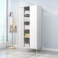 Contemporary Wardrobe Cabinet with Adjustable Shelves Steel Wardrobe Armoire 27.5"L x 20"W x 79"H White Clearhalo 'Armoires & Wardrobes' 'armoires_wardrobes' 'Bedroom Furniture' 'furn' 'furn_armoires_wardrobes' 'Furniture' 6063775