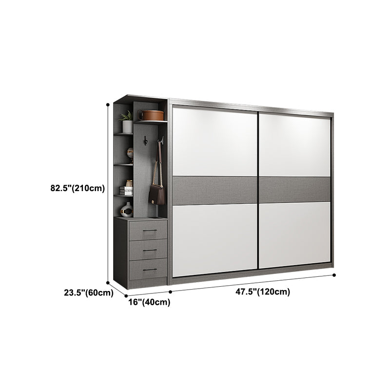 Garde-robe en bois de style moderne placard de garde-robe de couleur blanc avec porte coulissante