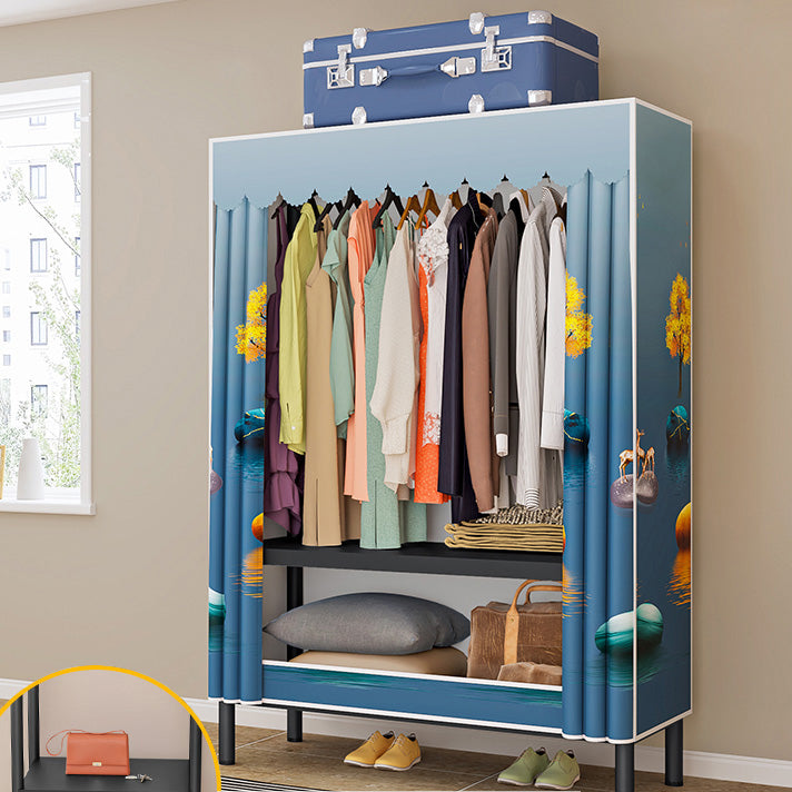 Eigentijdse stijl garderobe armoire metalen frame armoire met kledingstaaf voor thuis