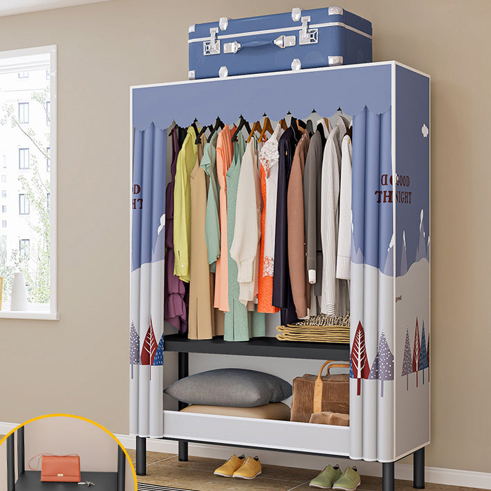 Eigentijdse stijl garderobe armoire metalen frame armoire met kledingstaaf voor thuis