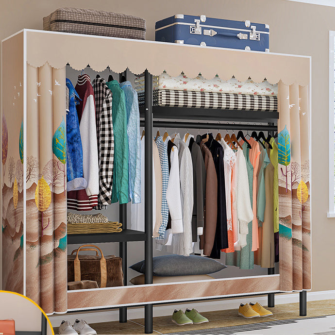 Eigentijdse stijl garderobe armoire metalen frame armoire met kledingstaaf voor thuis