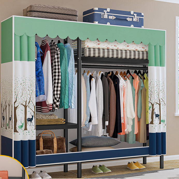 Eigentijdse stijl garderobe armoire metalen frame armoire met kledingstaaf voor thuis