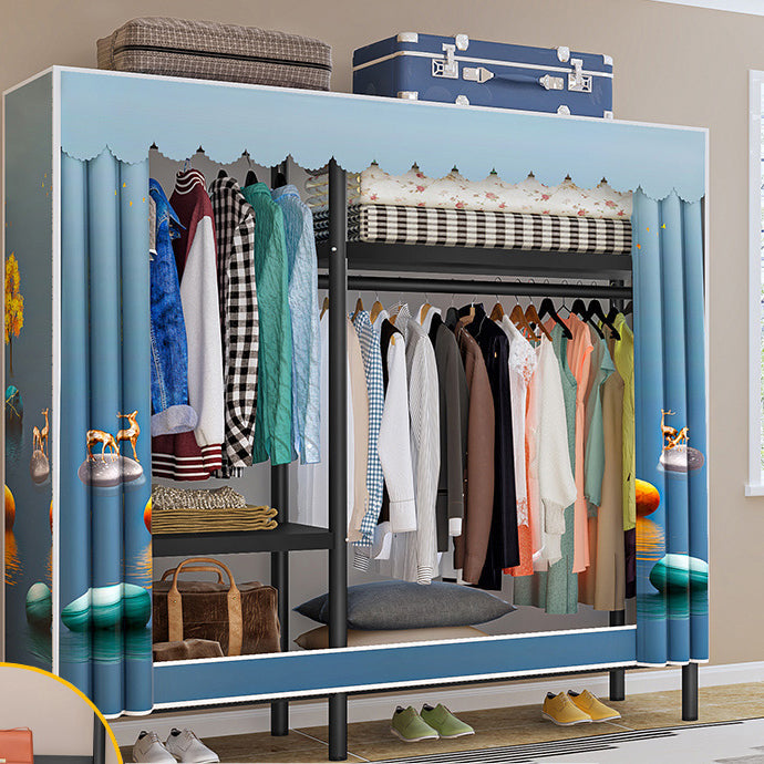 Eigentijdse stijl garderobe armoire metalen frame armoire met kledingstaaf voor thuis