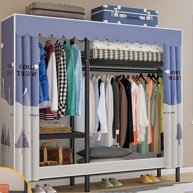 Eigentijdse stijl garderobe armoire metalen frame armoire met kledingstaaf voor thuis