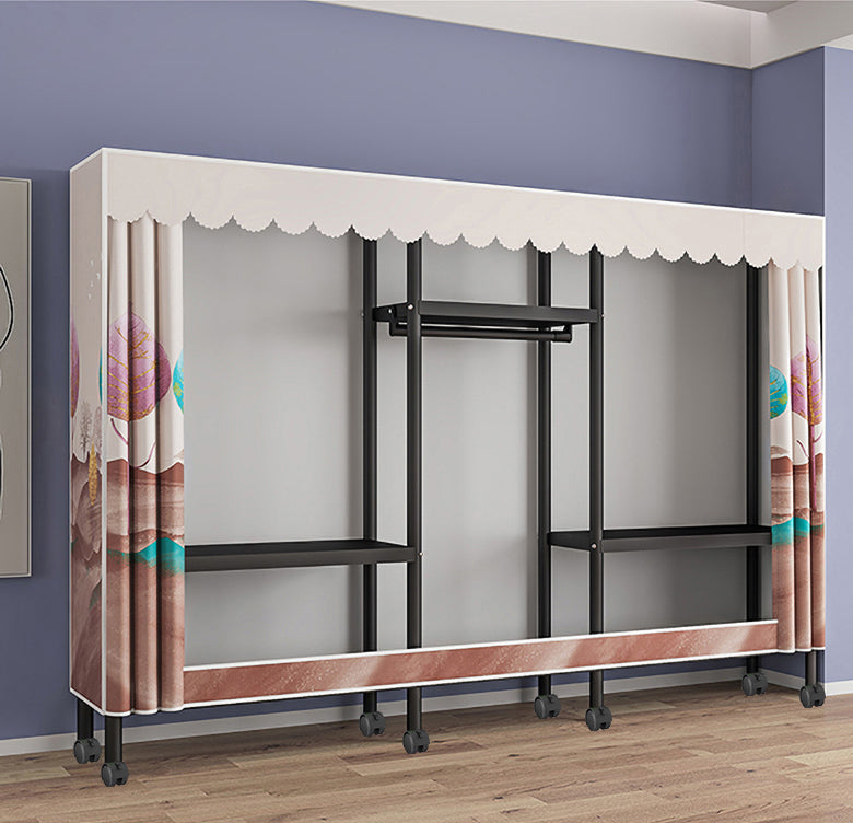 Eigentijdse stijl garderobe armoire metalen frame armoire met kledingstaaf voor thuis