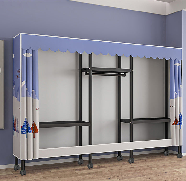 Eigentijdse stijl garderobe armoire metalen frame armoire met kledingstaaf voor thuis