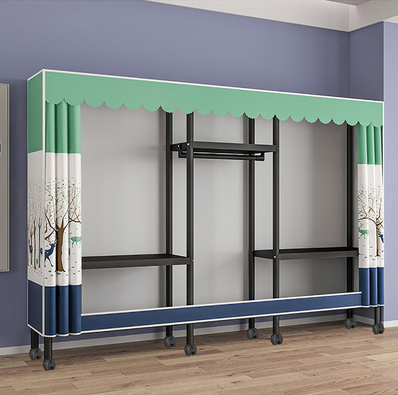 Eigentijdse stijl garderobe armoire metalen frame armoire met kledingstaaf voor thuis