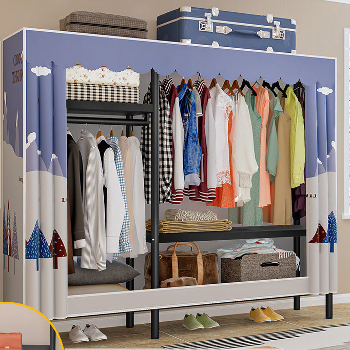 Eigentijdse stijl garderobe armoire metalen frame armoire met kledingstaaf voor thuis