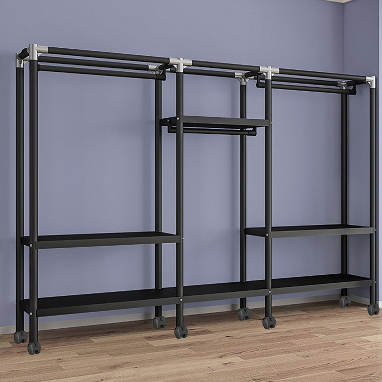 Eigentijdse stijl garderobe armoire metalen frame armoire met kledingstaaf voor thuis