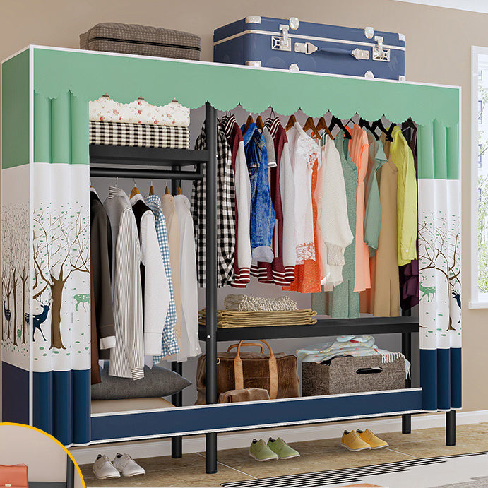 Eigentijdse stijl garderobe armoire metalen frame armoire met kledingstaaf voor thuis