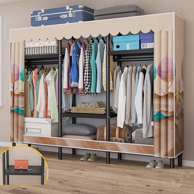 Eigentijdse stijl garderobe armoire metalen frame armoire met kledingstaaf voor thuis