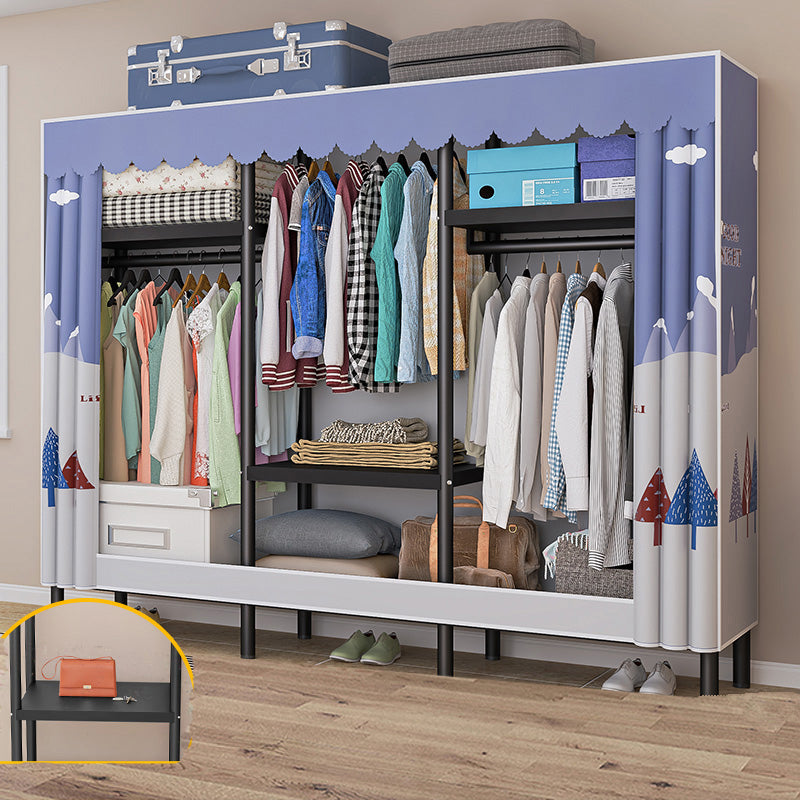 Eigentijdse stijl garderobe armoire metalen frame armoire met kledingstaaf voor thuis
