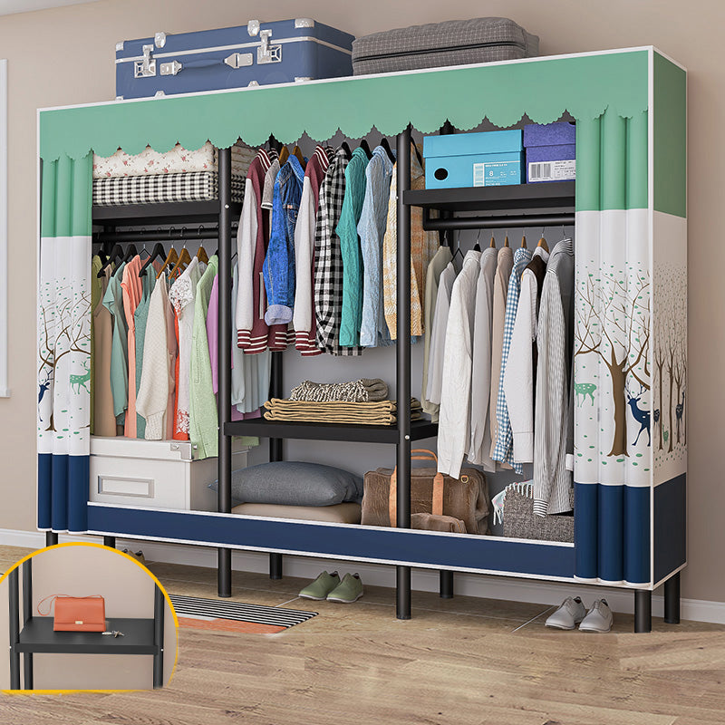 Eigentijdse stijl garderobe armoire metalen frame armoire met kledingstaaf voor thuis