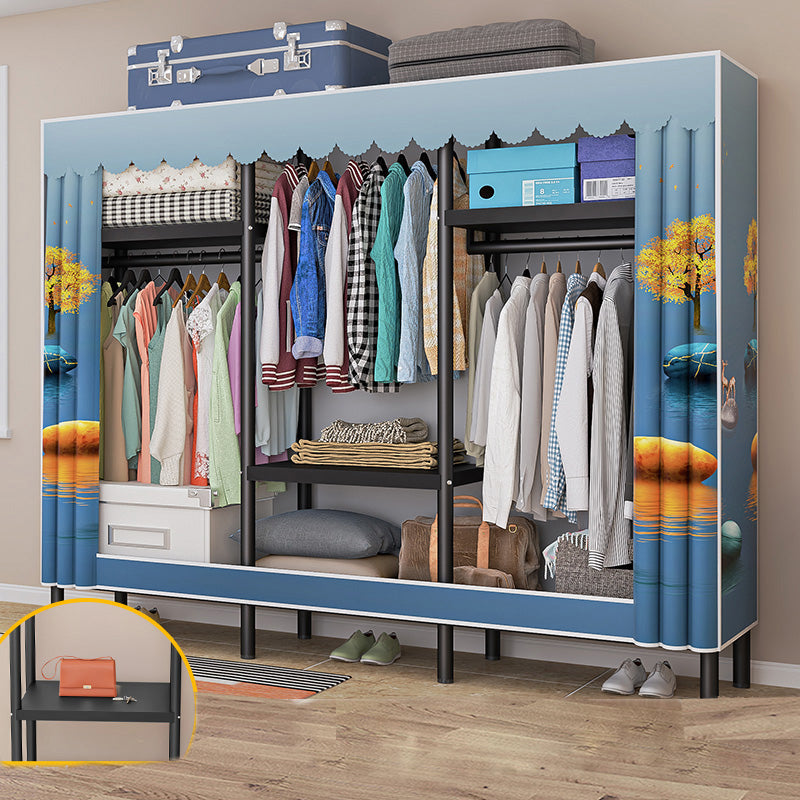 Eigentijdse stijl garderobe armoire metalen frame armoire met kledingstaaf voor thuis