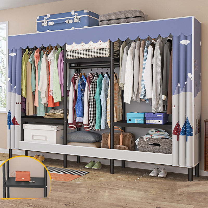 Eigentijdse stijl garderobe armoire metalen frame armoire met kledingstaaf voor thuis
