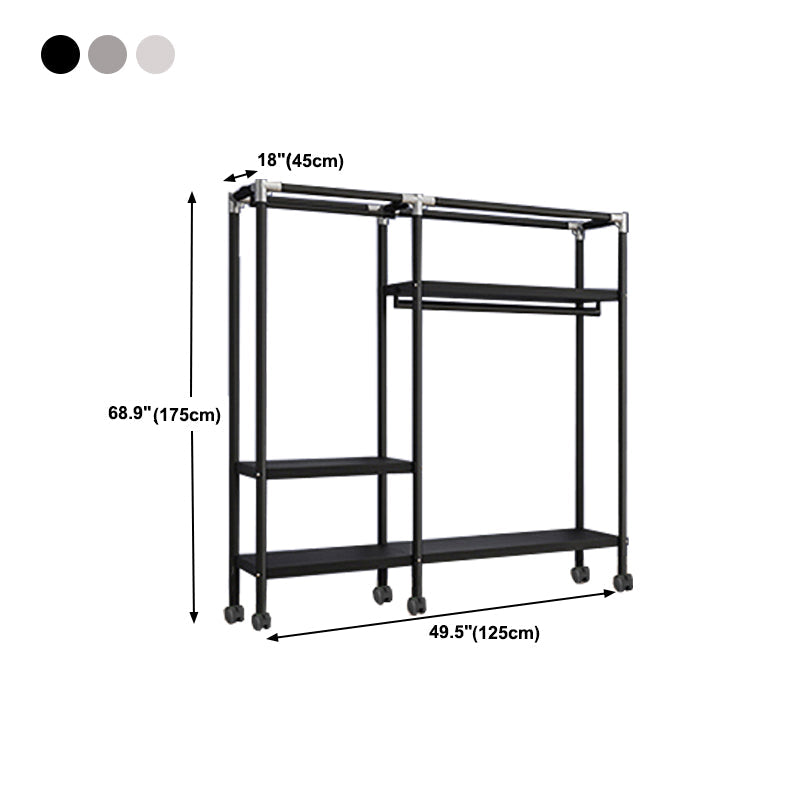 Eigentijdse stijl garderobe armoire metalen frame armoire met kledingstaaf voor thuis