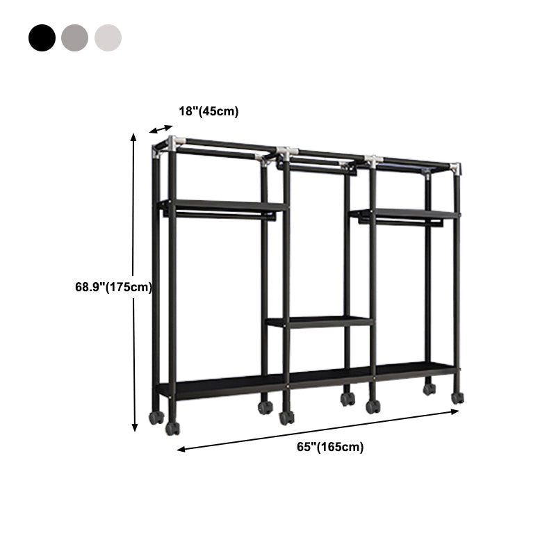 Eigentijdse stijl garderobe armoire metalen frame armoire met kledingstaaf voor thuis