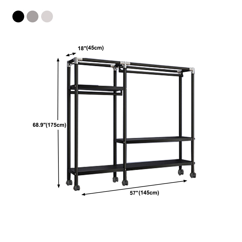 Eigentijdse stijl garderobe armoire metalen frame armoire met kledingstaaf voor thuis
