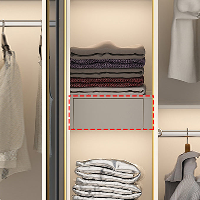 Armario de puertas de vidrio de armario de armario de estilo contemporáneo con barra de ropa para casa