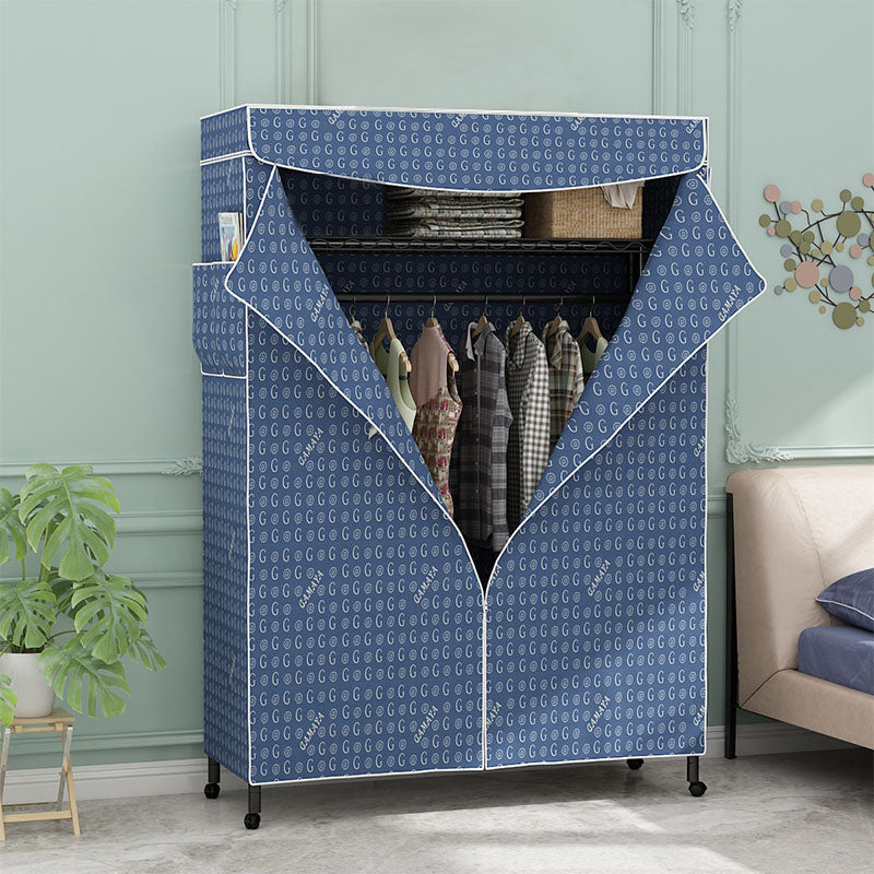 Armoire de garde-robe contemporaine Armoire de cadre en métal avec canne de vêtements et étagères pour la maison