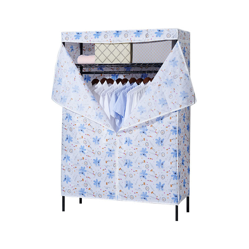 Armoire de garde-robe contemporaine Armoire de cadre en métal avec canne de vêtements et étagères pour la maison