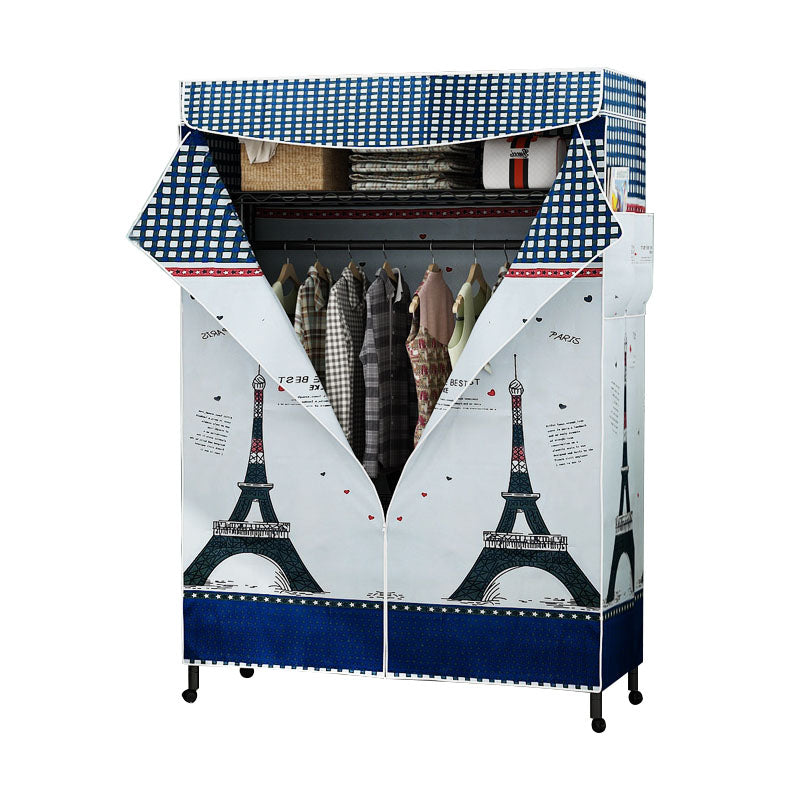 Armoire de garde-robe contemporaine Armoire de cadre en métal avec canne de vêtements et étagères pour la maison