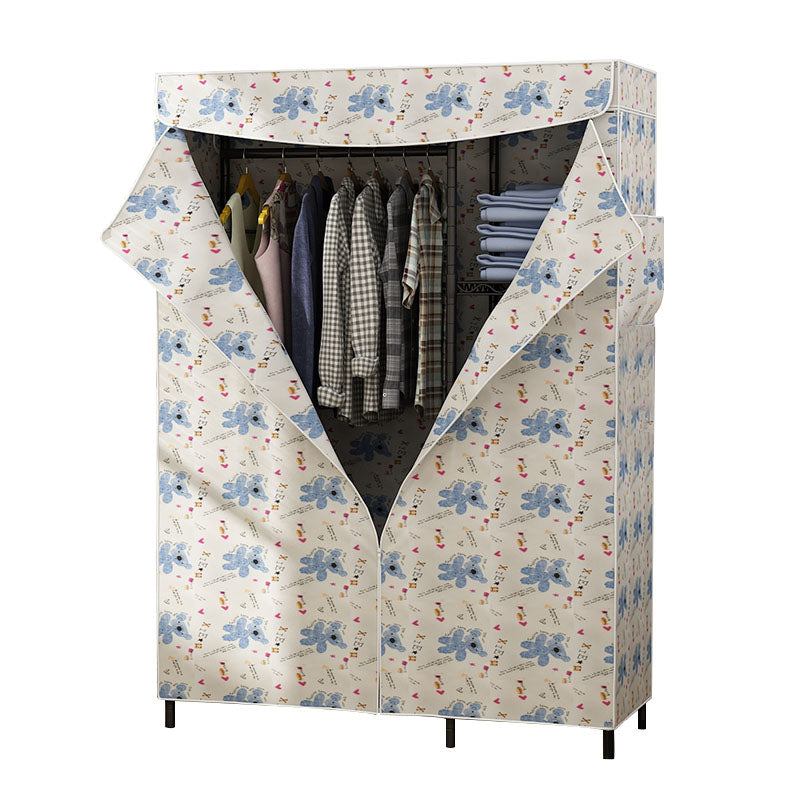 Armoire de garde-robe contemporaine Armoire de cadre en métal avec canne de vêtements et étagères pour la maison