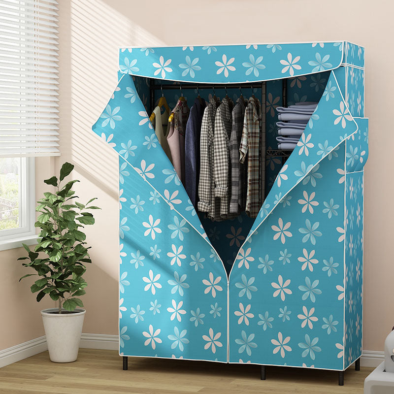 Armoire de garde-robe contemporaine Armoire de cadre en métal avec canne de vêtements et étagères pour la maison