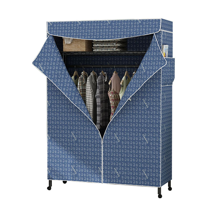 Armoire de garde-robe contemporaine Armoire de cadre en métal avec canne de vêtements et étagères pour la maison