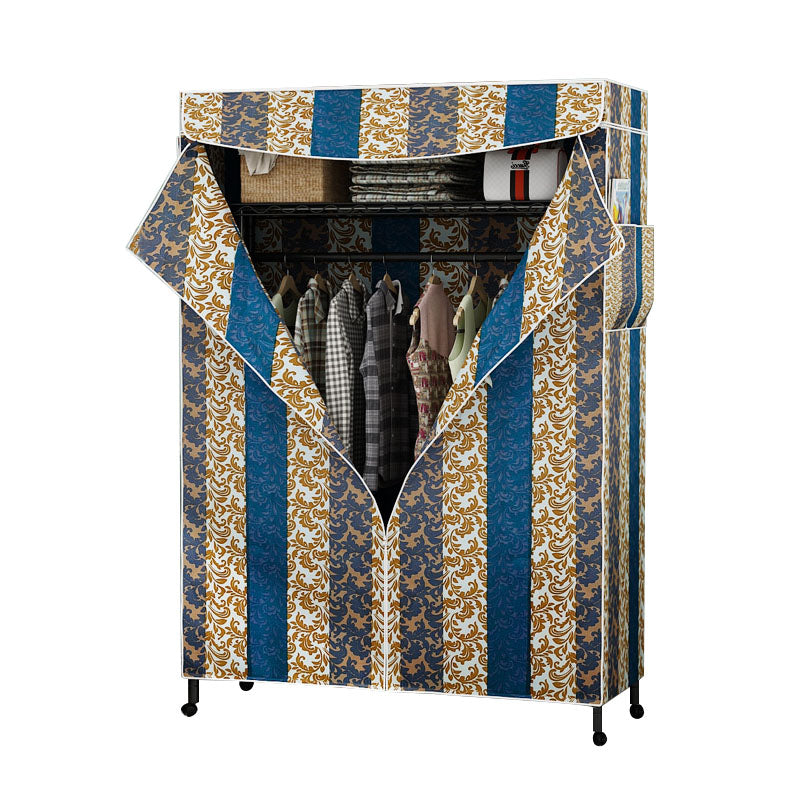 Armoire de garde-robe contemporaine Armoire de cadre en métal avec canne de vêtements et étagères pour la maison