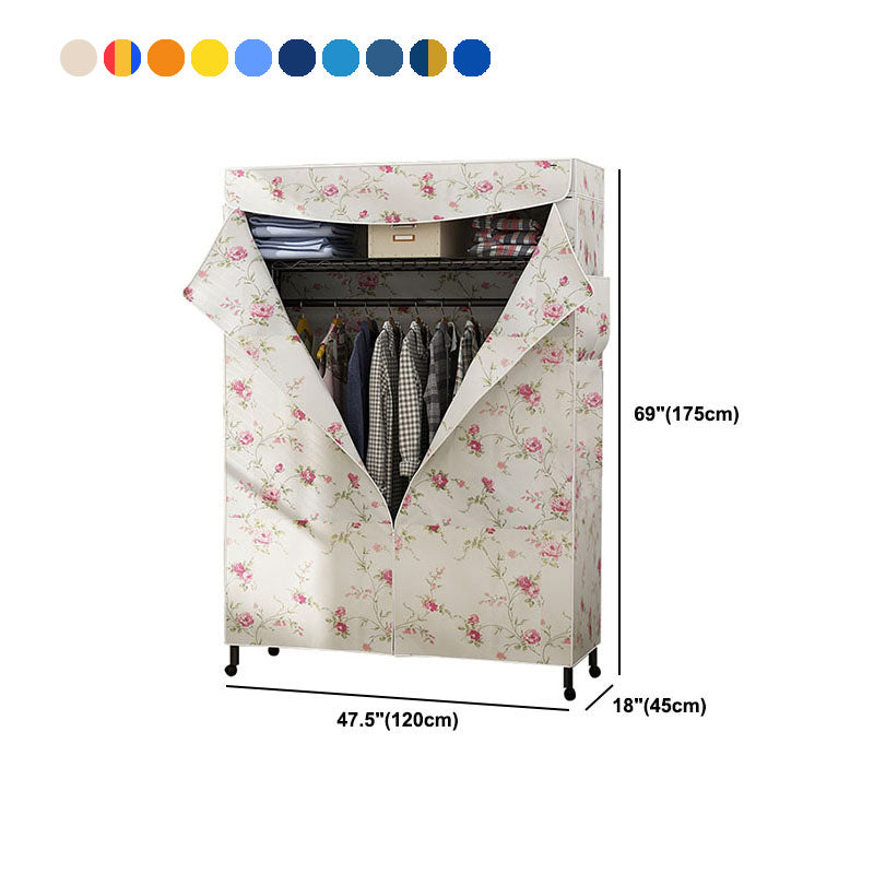 Armoire de garde-robe contemporaine Armoire de cadre en métal avec canne de vêtements et étagères pour la maison