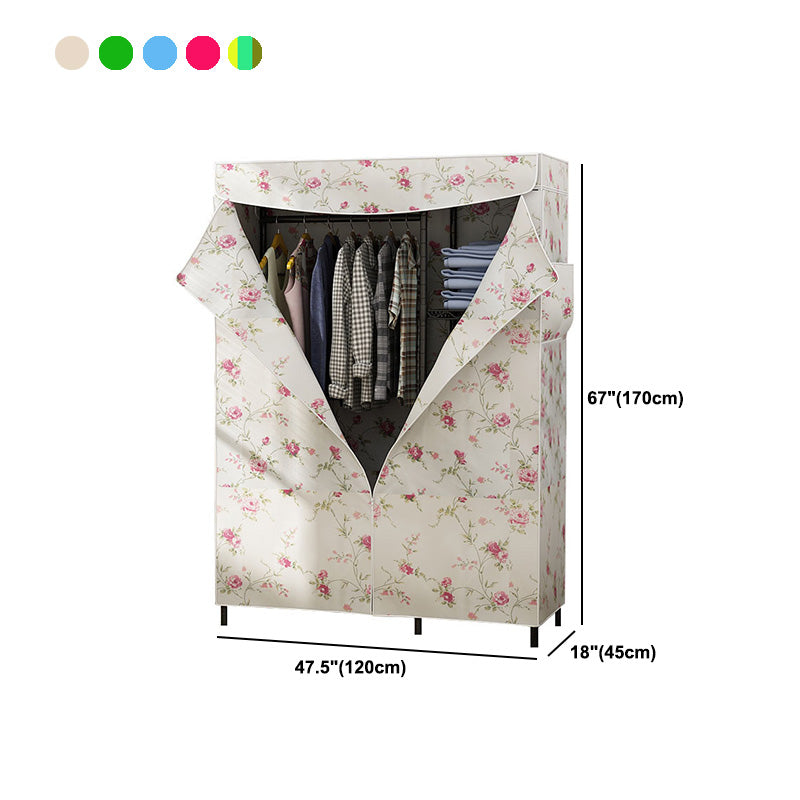 Armoire de garde-robe contemporaine Armoire de cadre en métal avec canne de vêtements et étagères pour la maison