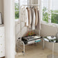 Industrial Coat Hanger Silver Metal Storage Coat Rack with Castors