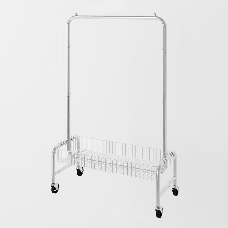 Industrial Coat Hanger Silver Metal Storage Coat Rack with Castors