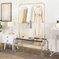 Industrial Coat Hanger Silver Metal Storage Coat Rack with Castors