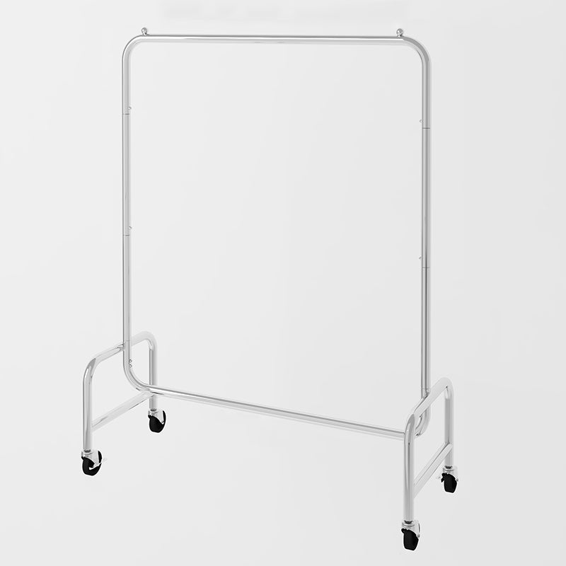 Industrial Coat Hanger Silver Metal Storage Coat Rack with Castors