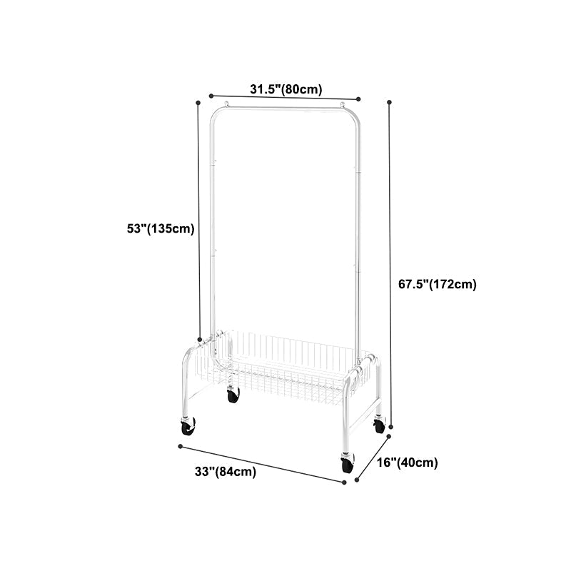 Industriële jas hanger zilveren metalen opbergkast rek met castors
