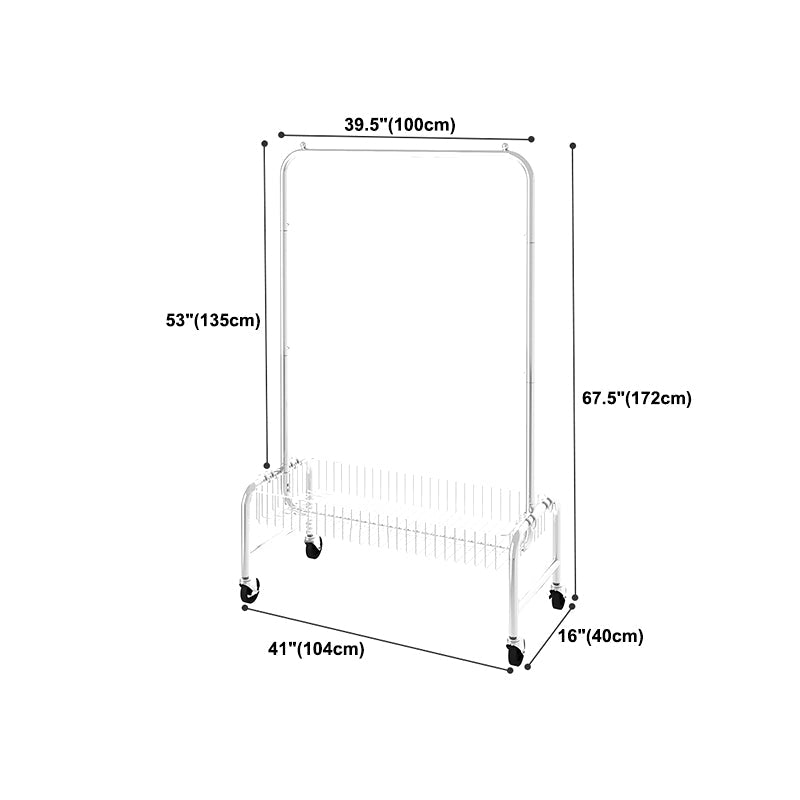 Industriële jas hanger zilveren metalen opbergkast rek met castors