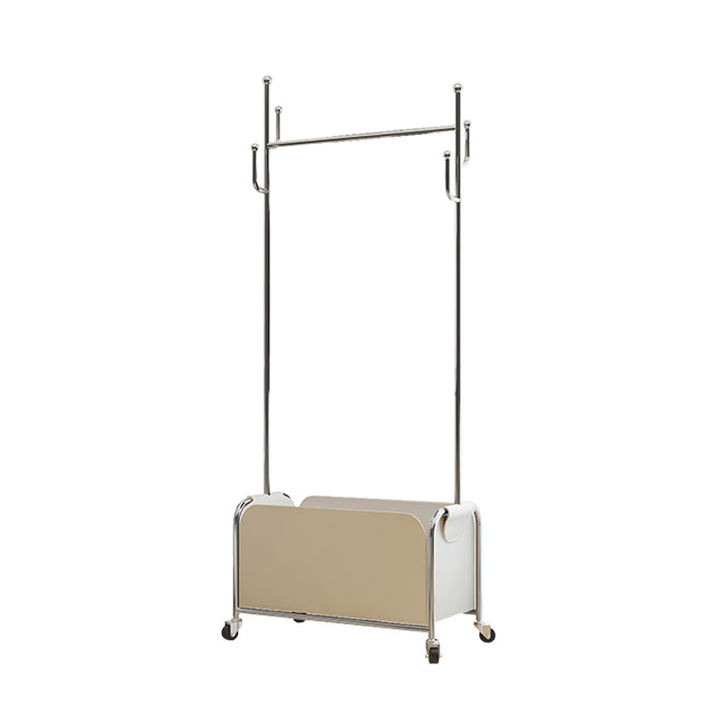 Glam Coat Hanger Metal Frame Free Standing PU Leather Basket Coat Rack with Shelves Clearhalo 'Entry & Mudroom Furniture' 'furn' 'furn_hall_tree_coat_racks' 'Furniture' 'Hall Trees & Coat Racks' 'hall_tree_coat_racks' 6064868