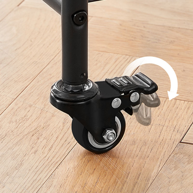 Contemporary Metal Coat Hanger Storage Basket Lower Shelf and Castor Entry Hall Tree