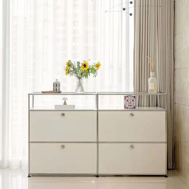 Server da pranzo in legno ingegnerizzato in ingegnerizzazione ingegnerizzato in ingegnerizzazione bianca moderna con base in metallo