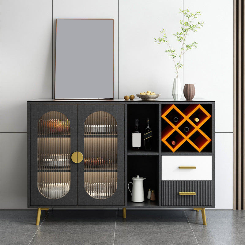 Sideboard di vetro moderni a tavolo a buffet con 2-cassetti e 2 porte
