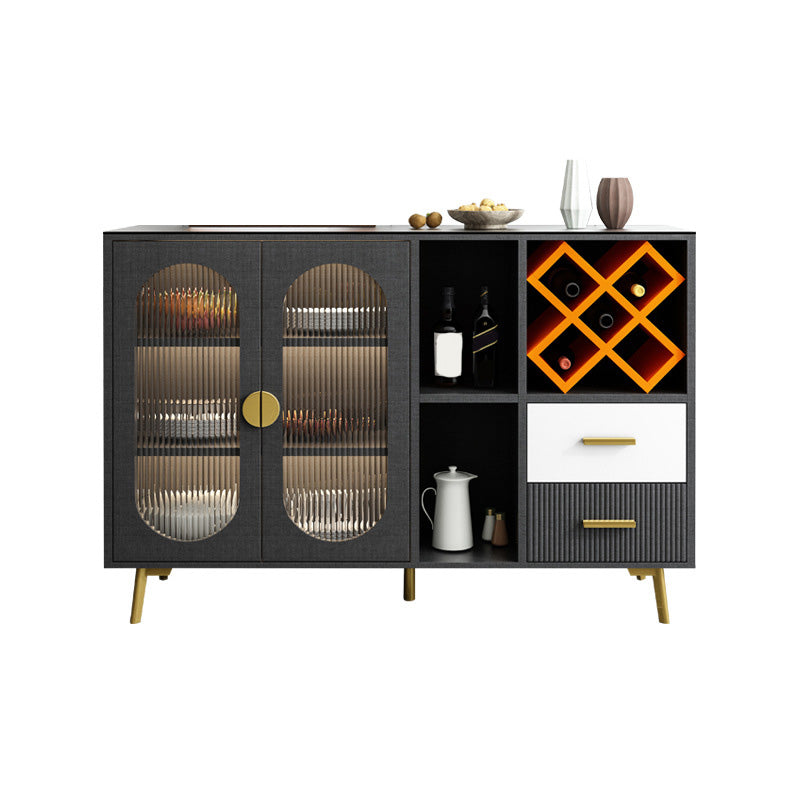Sideboard di vetro moderni a tavolo a buffet con 2-cassetti e 2 porte