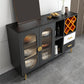 Sideboard di vetro moderni a tavolo a buffet con 2-cassetti e 2 porte