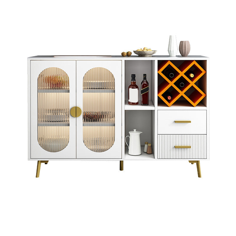 Sideboard di vetro moderni a tavolo a buffet con 2-cassetti e 2 porte