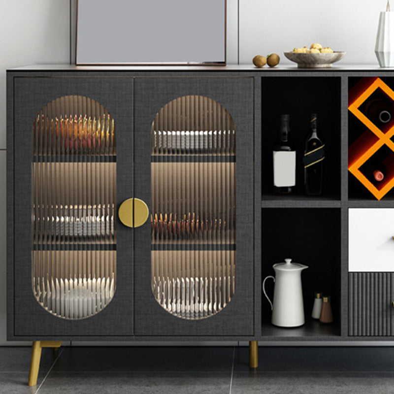 Sideboard di vetro moderni a tavolo a buffet con 2-cassetti e 2 porte