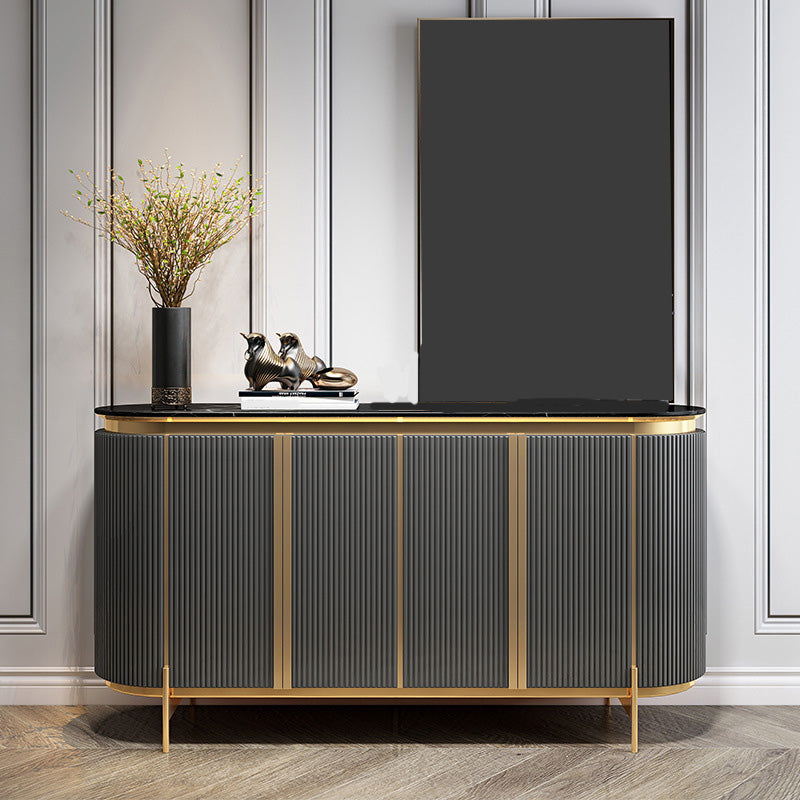 4-Door Buffet Sideboard Glam Cabinets Dining Buffet for Living Room Grey Clearhalo 'buffet_sideboard' 'Buffets & Sideboards' 'furn' 'furn_buffet_sideboard' 'Furniture' 'Kitchen & Dining Furniture' 6065377