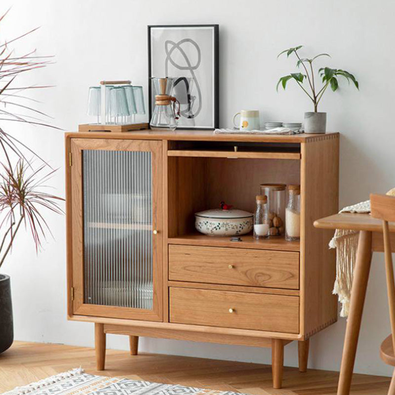 Étagères réglables du buffet moderne en bois massif en bois massif 2 dessinations de dessin